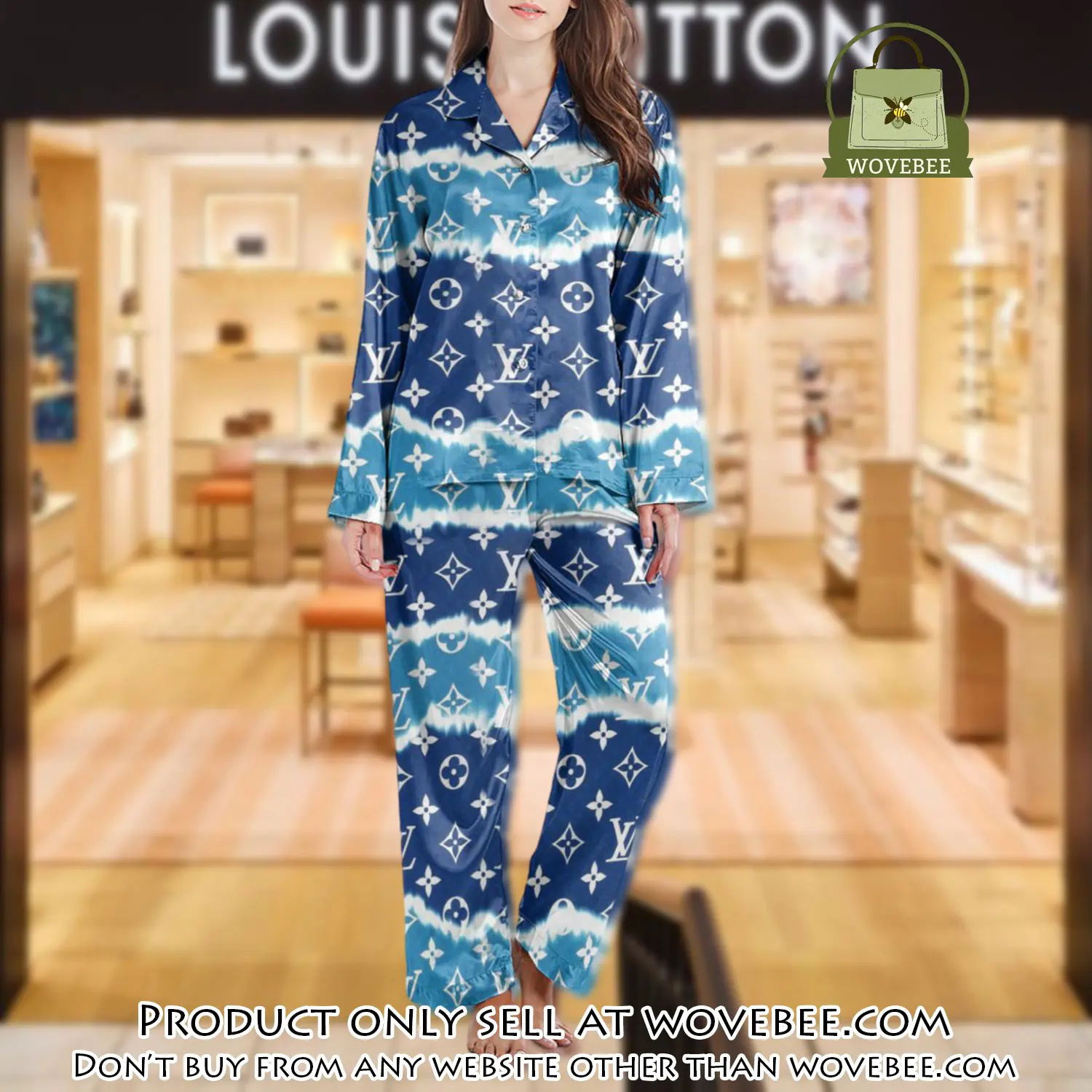 Lv monogram long satin pajama set pjs1011 wvb1353768